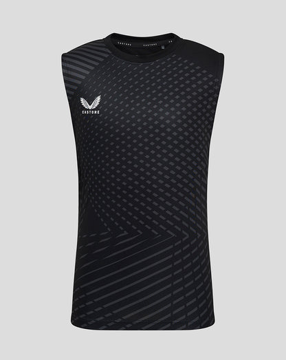 Front view of a black Geometric Printed short sleeve training tee with a gray dotted pattern.