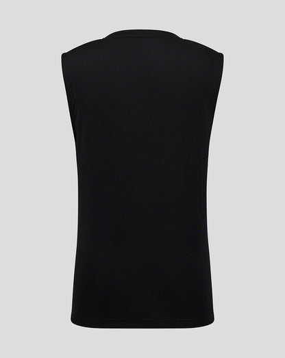 Back view of black sleeveless training top