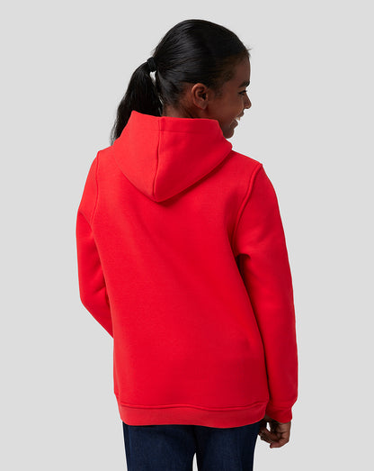 Back view of a child wearing Flame Scarlet Oracle Red Bull Racing Core Overhead Hoodie