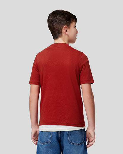 Back view of red Oracle Red Bull Racing juniors tee with no visible logo