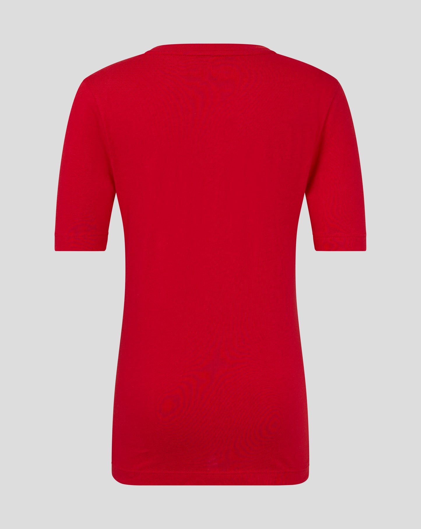 Back view of red Junior Cotton Leisure Tee showing the crew neck and Castore branding along the neckline.