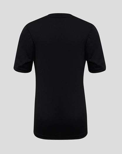 Back view of black Junior Performance Tee with simple silhouette and short sleeves