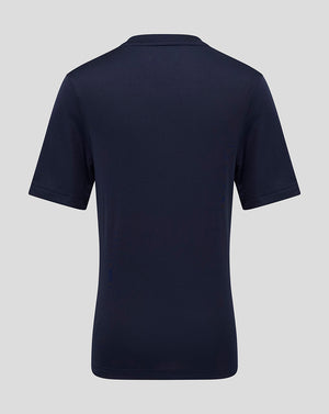 Back view of navy Junior Performance Tee showing clean back and crew neck.