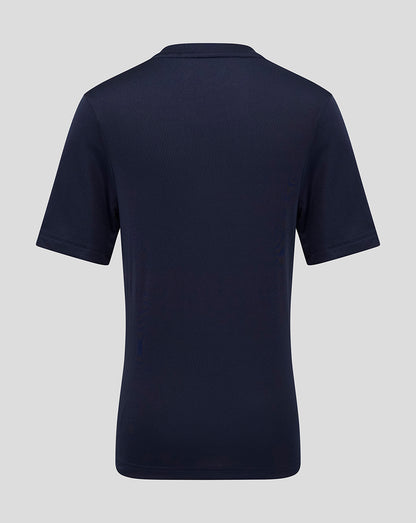 Back view of navy Junior Performance Tee showing clean back and crew neck.