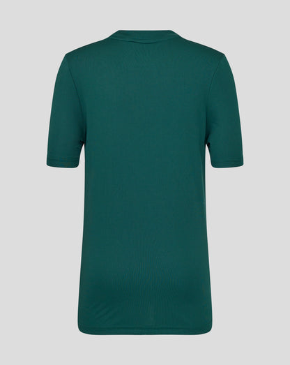 Back view of green Botanical Leicester Tigers junior training T-shirt