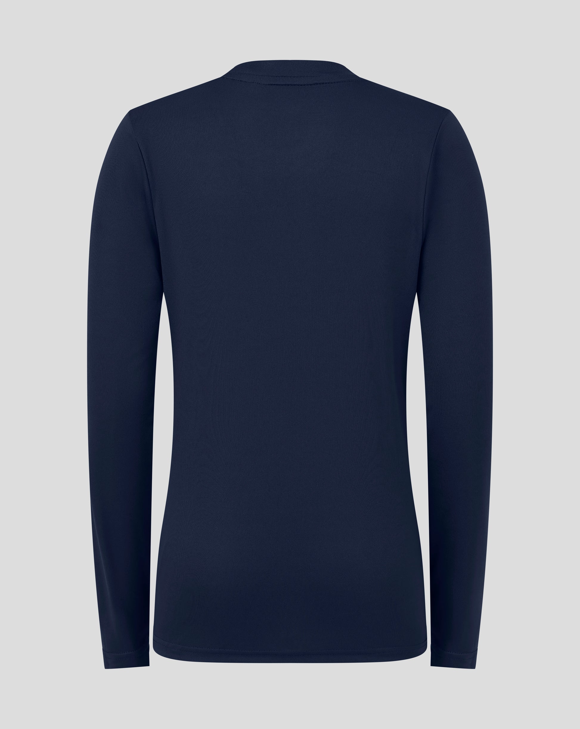 Back view of peacoat junior long sleeve performance tee