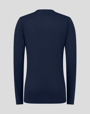 Back view of peacoat junior long sleeve performance tee