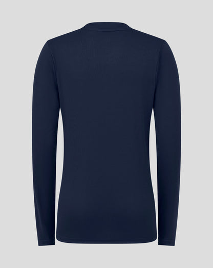 Back view of peacoat junior long sleeve performance tee