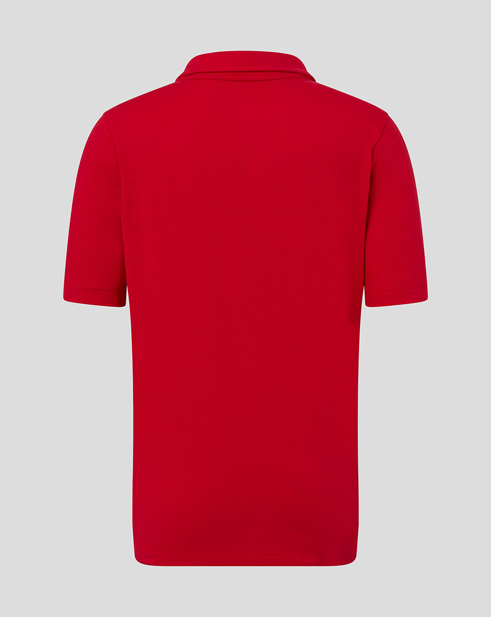 Rear view of bright red Junior Cotton Leisure Polo with short sleeves