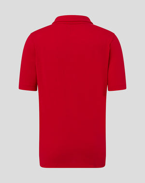Rear view of bright red Junior Cotton Leisure Polo with short sleeves