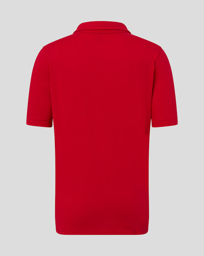 Rear view of bright red Junior Cotton Leisure Polo with short sleeves