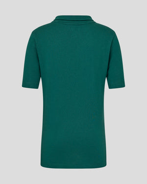 Back view of botanical green Leicester Tigers junior training polo with collar