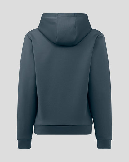 Back view of Junior Hoody in dark slate with the hood down