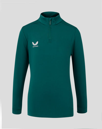 Teal green Junior 1/4 Zip Peacoat pullover with funnel neck and Castore logo on chest.