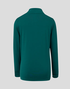 Back view of teal Junior 1/4 Zip top with long sleeves and clean silhouette