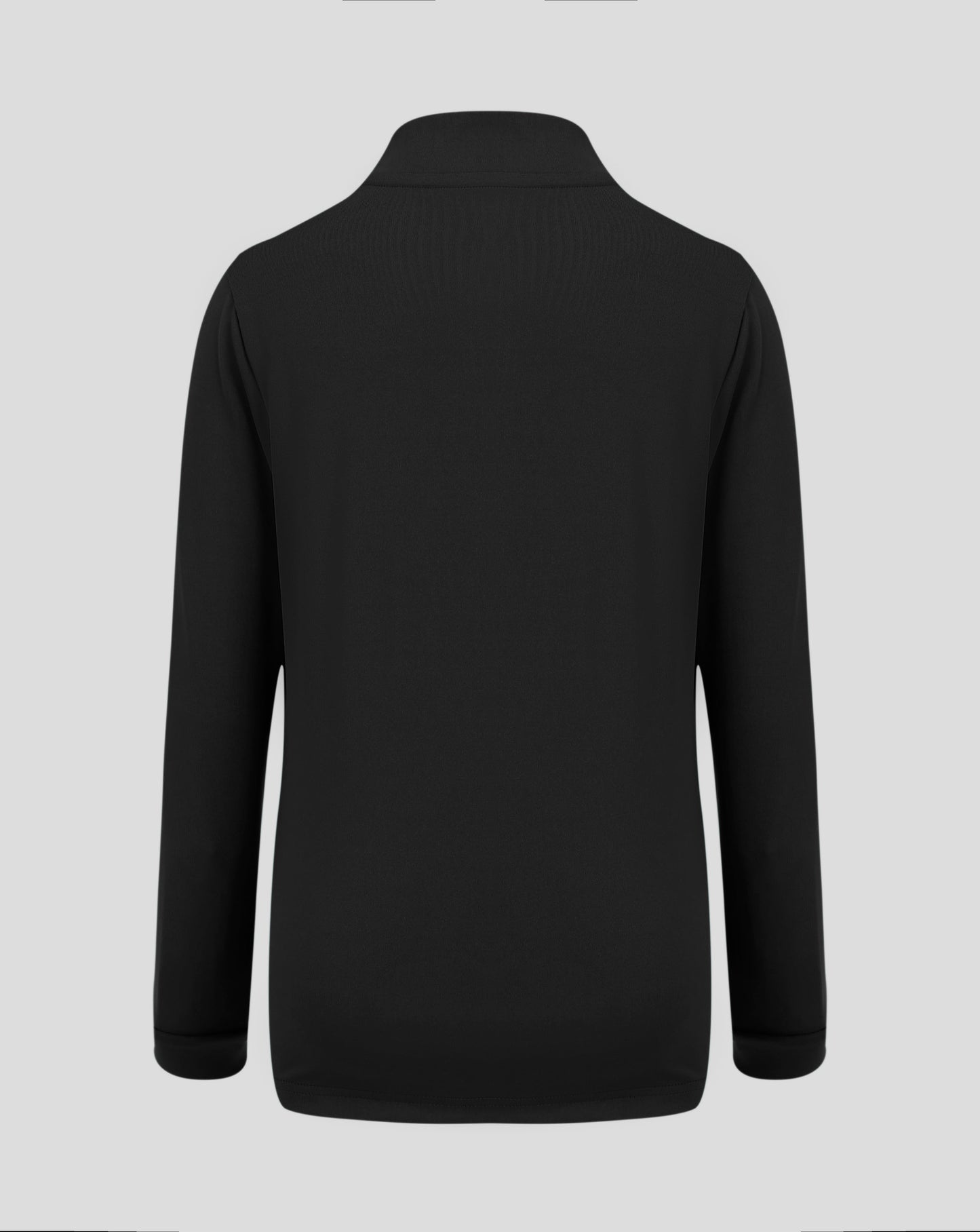 Back view of Junior 1/4 Zip in Caviar with high standing collar