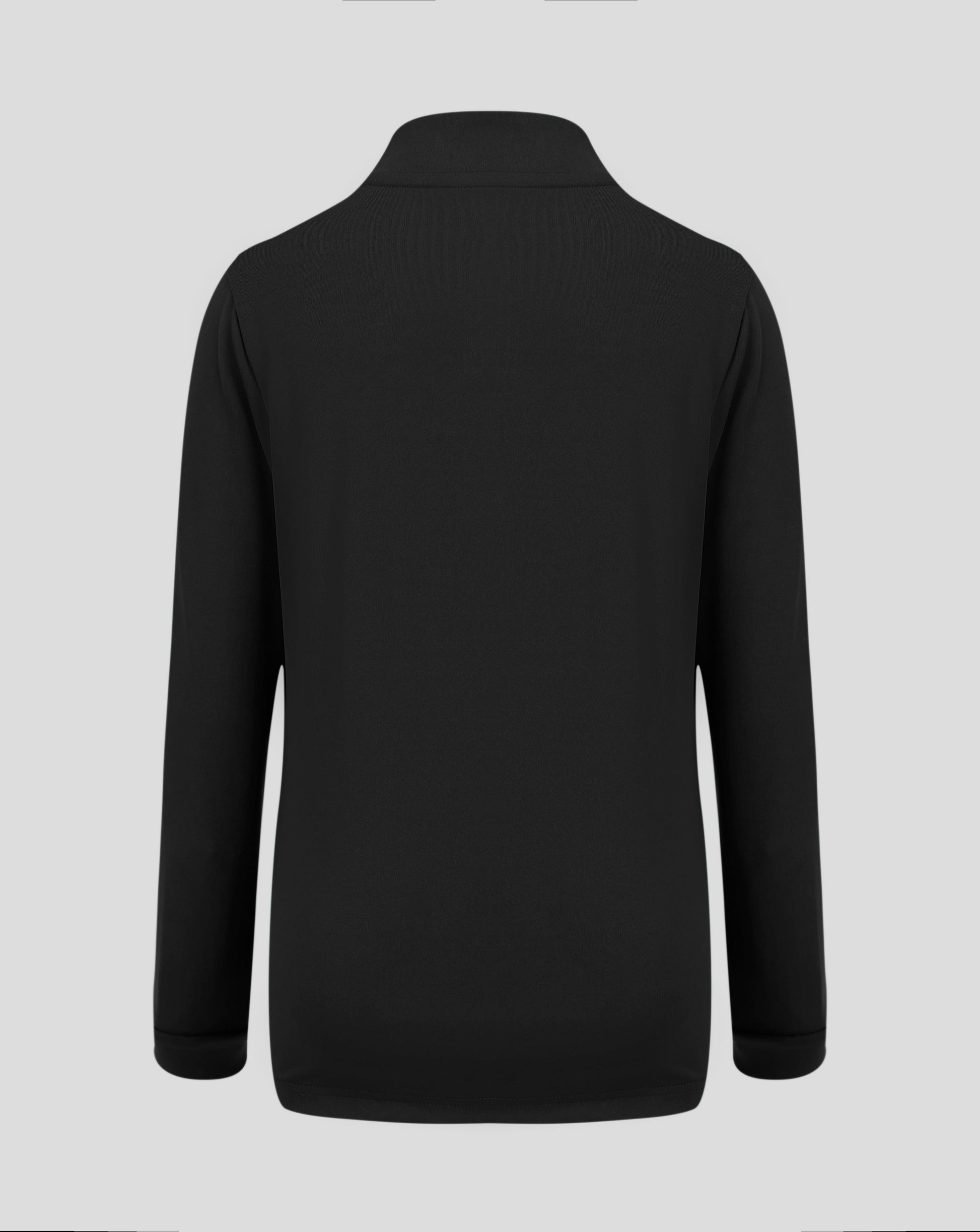 Back view of Junior 1/4 Zip in Caviar with high standing collar