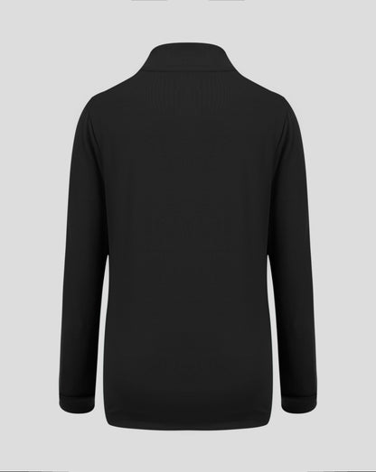 Back view of Junior 1/4 Zip in Caviar with high standing collar