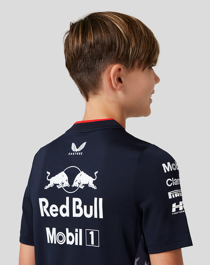 Back view of a navy Night Sky Oracle Red Bull Racing Junior Teamline America T Shirt with large back branding