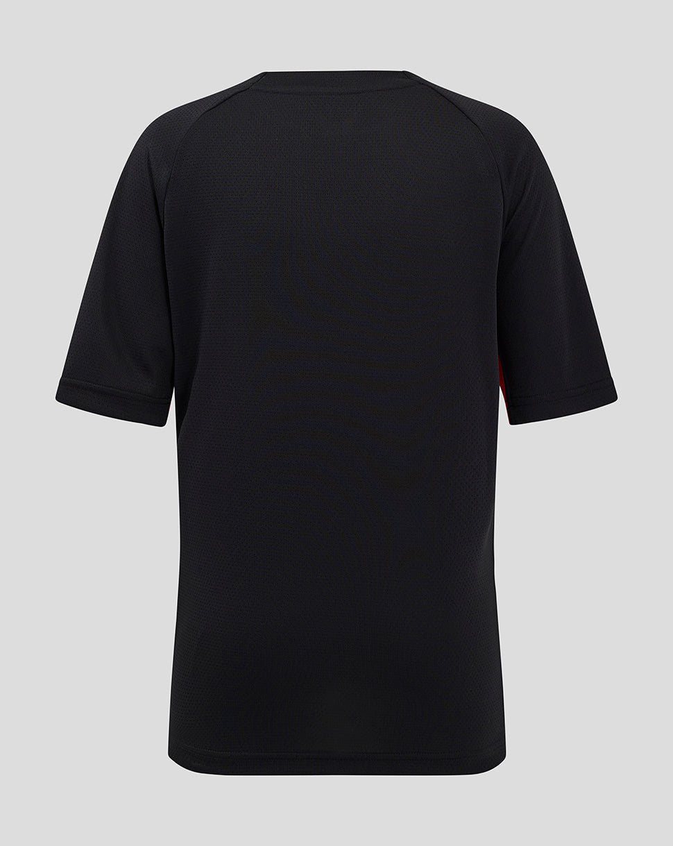 Back view of black Saracens junior matchday short sleeve tee