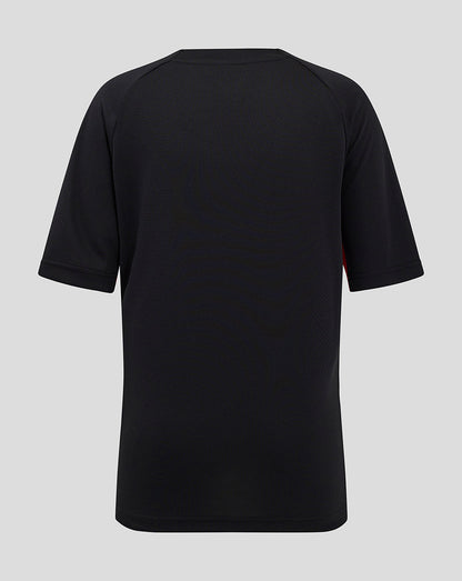 Back view of black Saracens junior matchday short sleeve tee