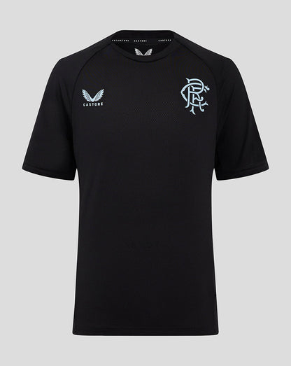 Black Rangers training short sleeve T shirt with crest on left chest and Castore branding.