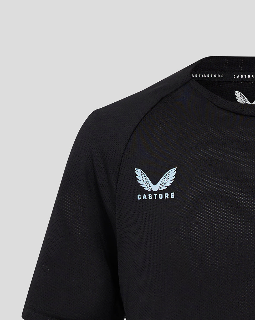 Front left chest Castore logo with wing motif on black Rangers Pro Coaches Training T shirt