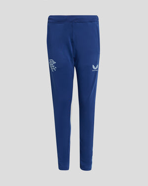Back view of royal blue pants from Rangers 24/25 Junior Pro 1/4 Zip Pant Suit with crest on the thigh