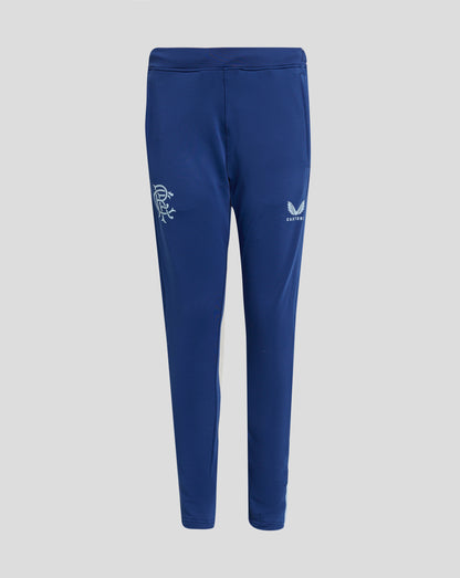 Back view of royal blue pants from Rangers 24/25 Junior Pro 1/4 Zip Pant Suit with crest on the thigh