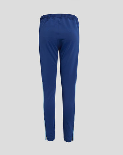 Back view of blue Rangers junior pro pants with elastic waistband and ankle zips