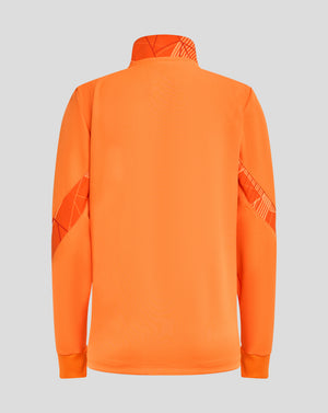Back view of the orange Matchday Anthem Jacket showing a patterned inner collar.