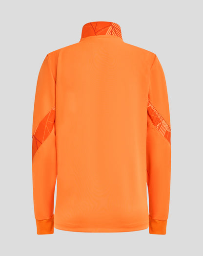 Back view of the orange Matchday Anthem Jacket showing a patterned inner collar.
