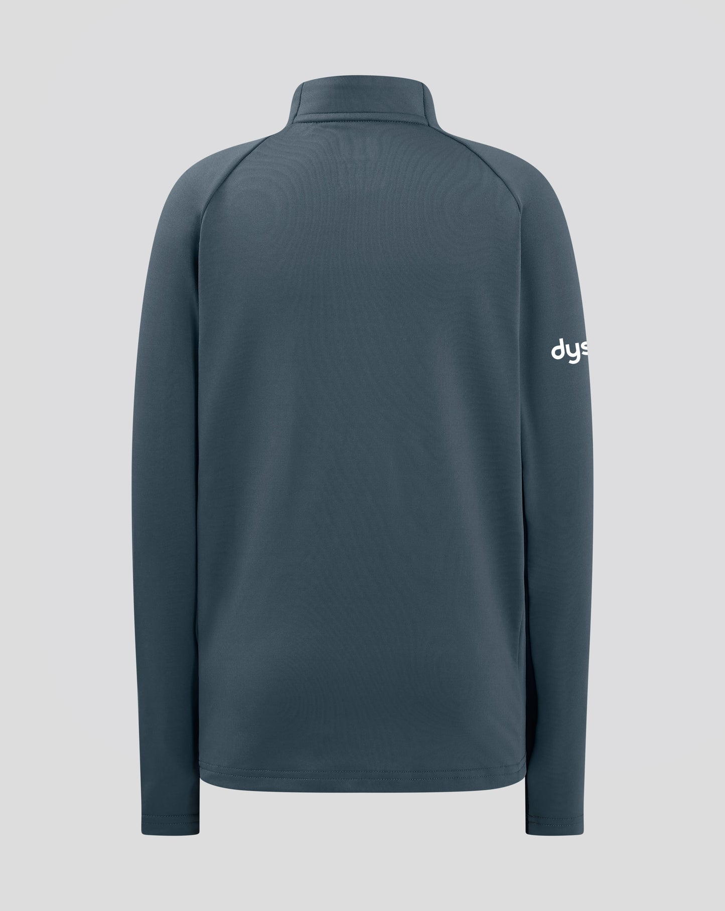 Back view of Bath Rugby Junior training top in blue with teal crest on the left chest.