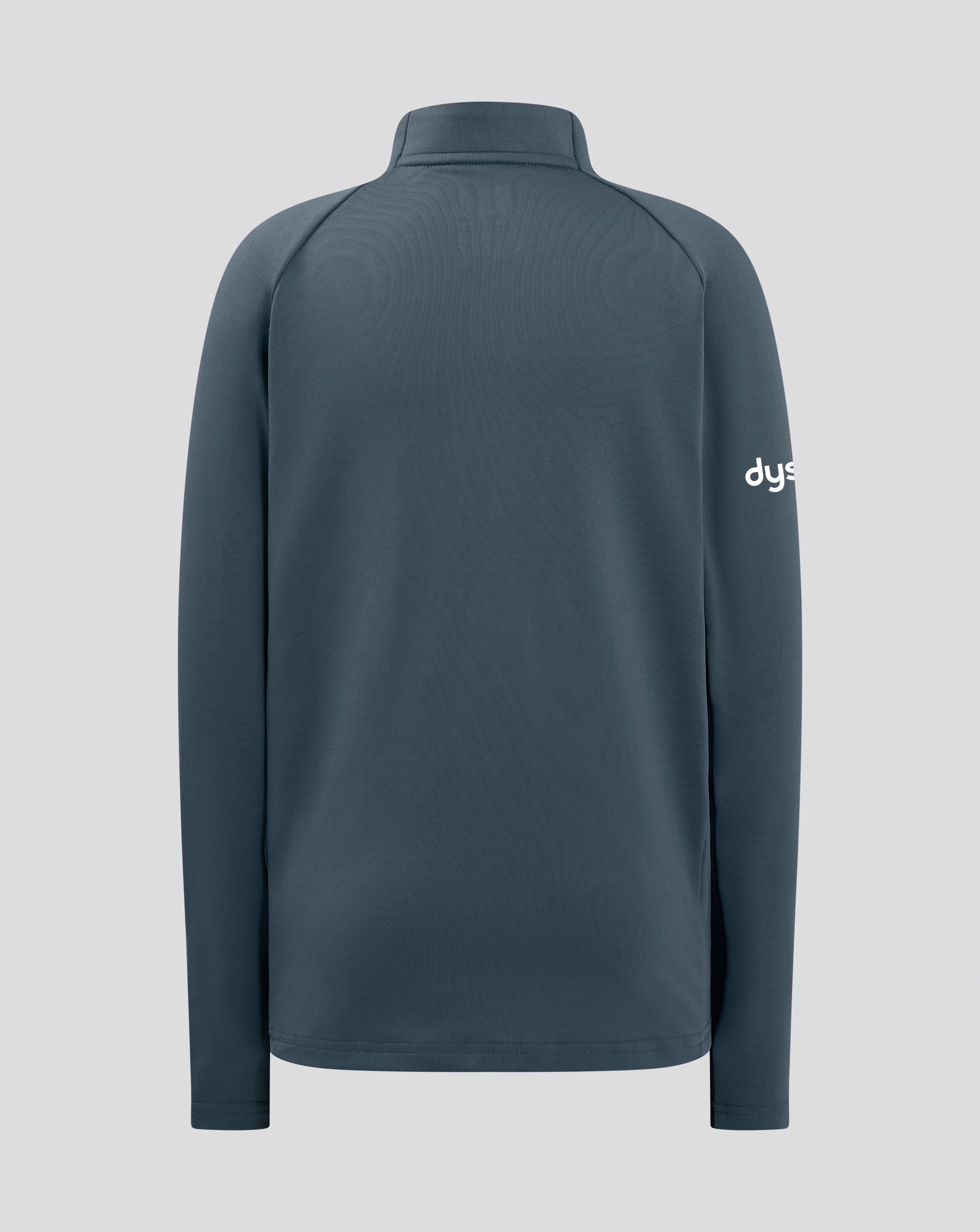 Back view of Bath Rugby Junior training top in blue with teal crest on the left chest.