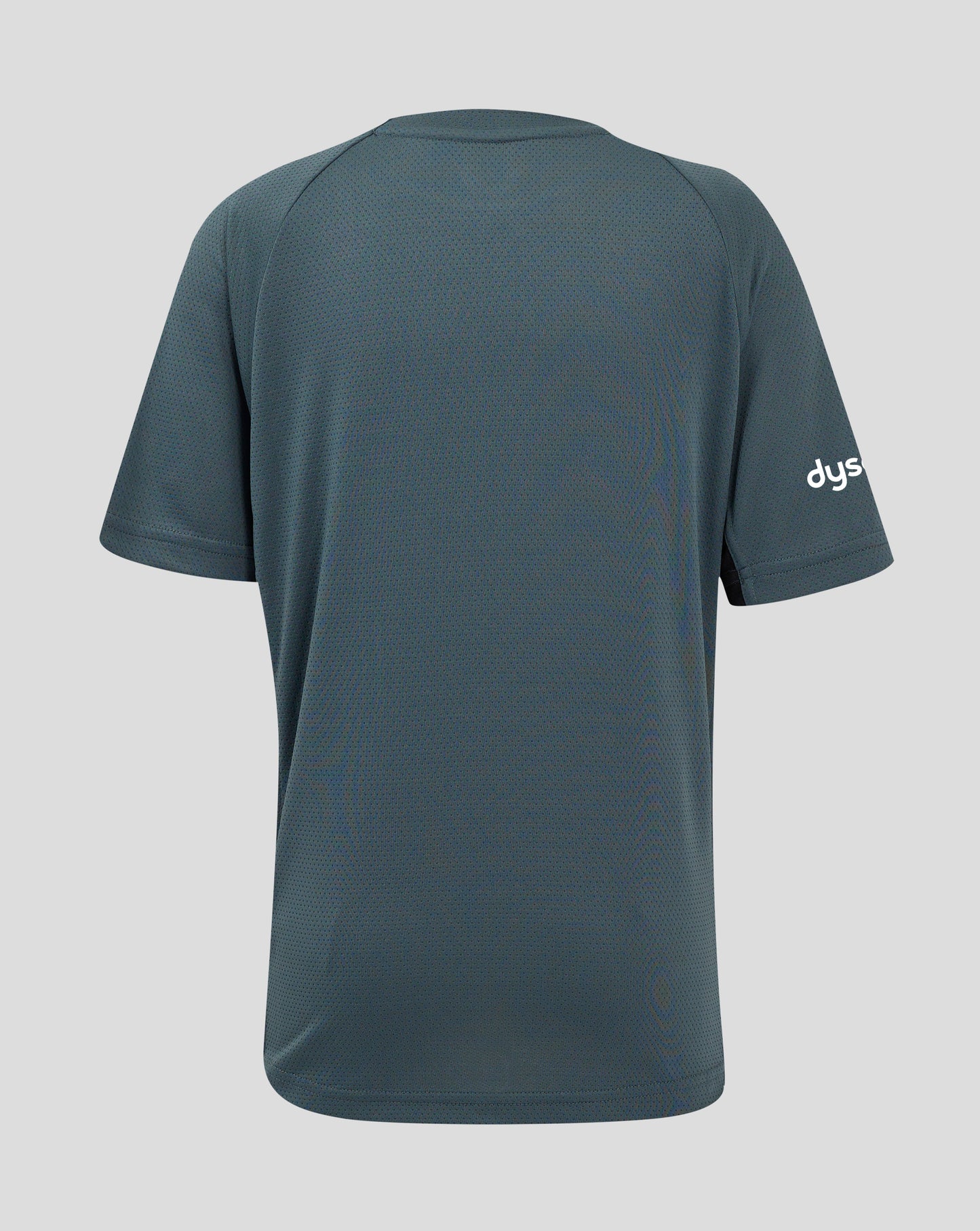Back view of Bath Rugby Junior training T shirt showing perforated fabric and dropped hem