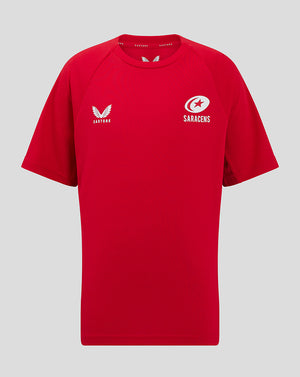 Red Saracens junior training short sleeve tee front view