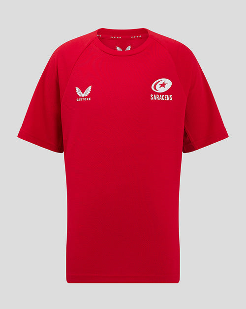 Red Saracens junior training short sleeve tee front view