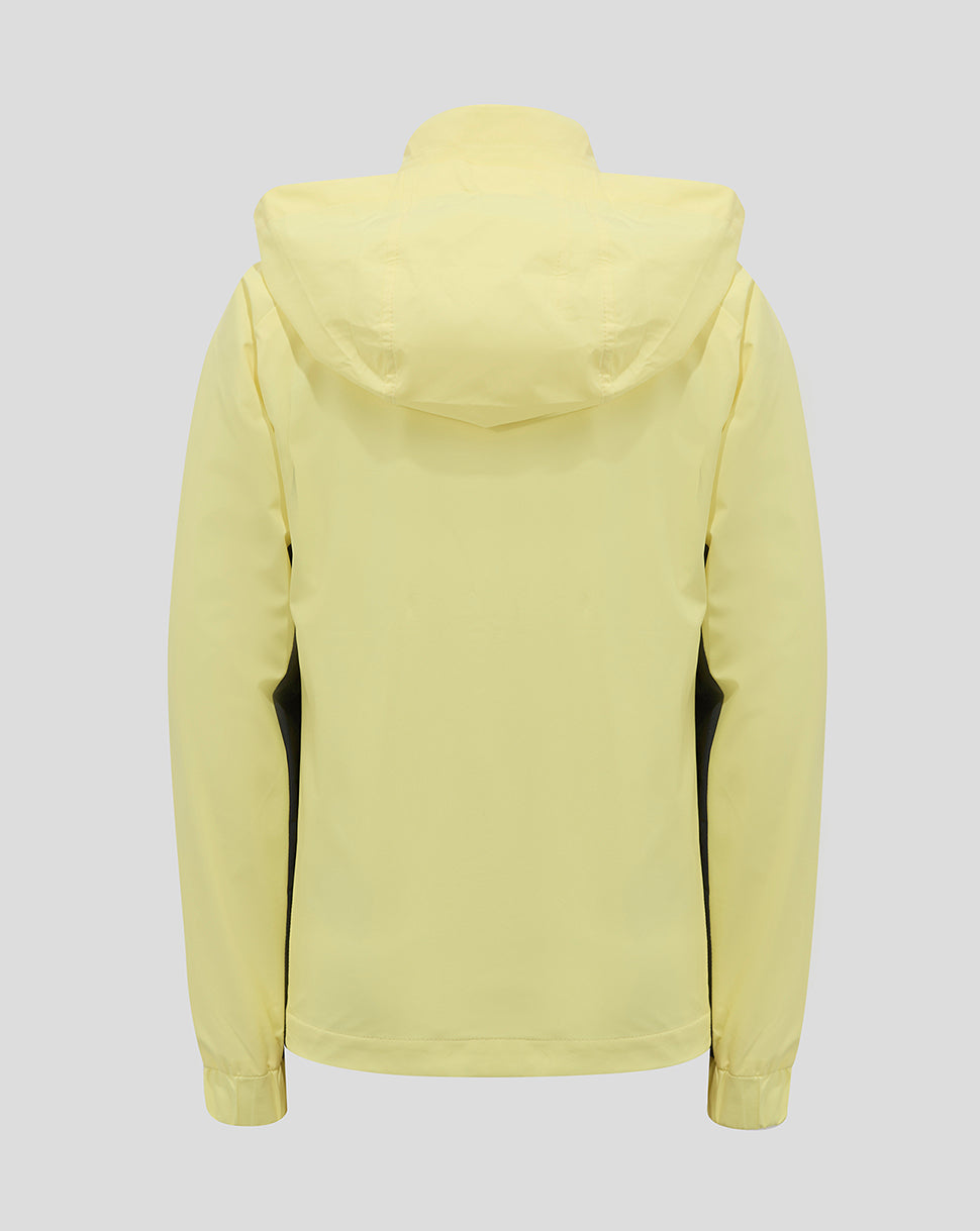 Back view of Everton 24/25 Junior Training Rain Jacket in pale yellow with hood
