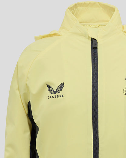 Yellow Everton training jacket with black front zipper and Castore wing logo on the chest.