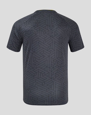 Back view of Everton Junior 24/25 away shirt in ebony with a geometric jacquard pattern