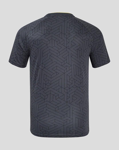 Back view of Everton Junior 24/25 away shirt in ebony with a geometric jacquard pattern