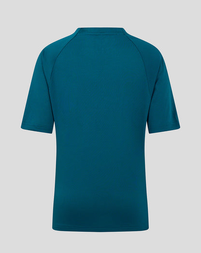 Back view of teal Preston Junior training T shirt with short sleeves and textured fabric
