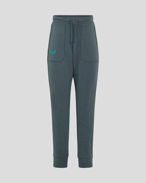Front view of teal Preston NE Travel Pants for juniors with external drawcords and side zip pockets.