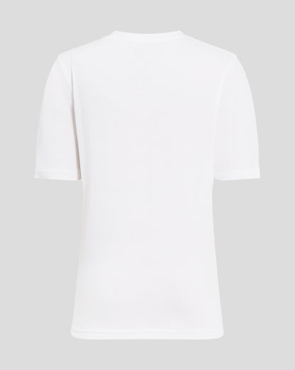 Back view of a plain white Rangers Junior Classic Cotton Tee with short sleeves.