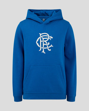 Blue Rangers hoodie with large white crest on the chest