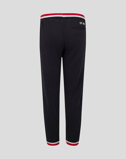 Back view of black Saracens joggers showing striped waistband and a rear pocket with EST 1876 label
