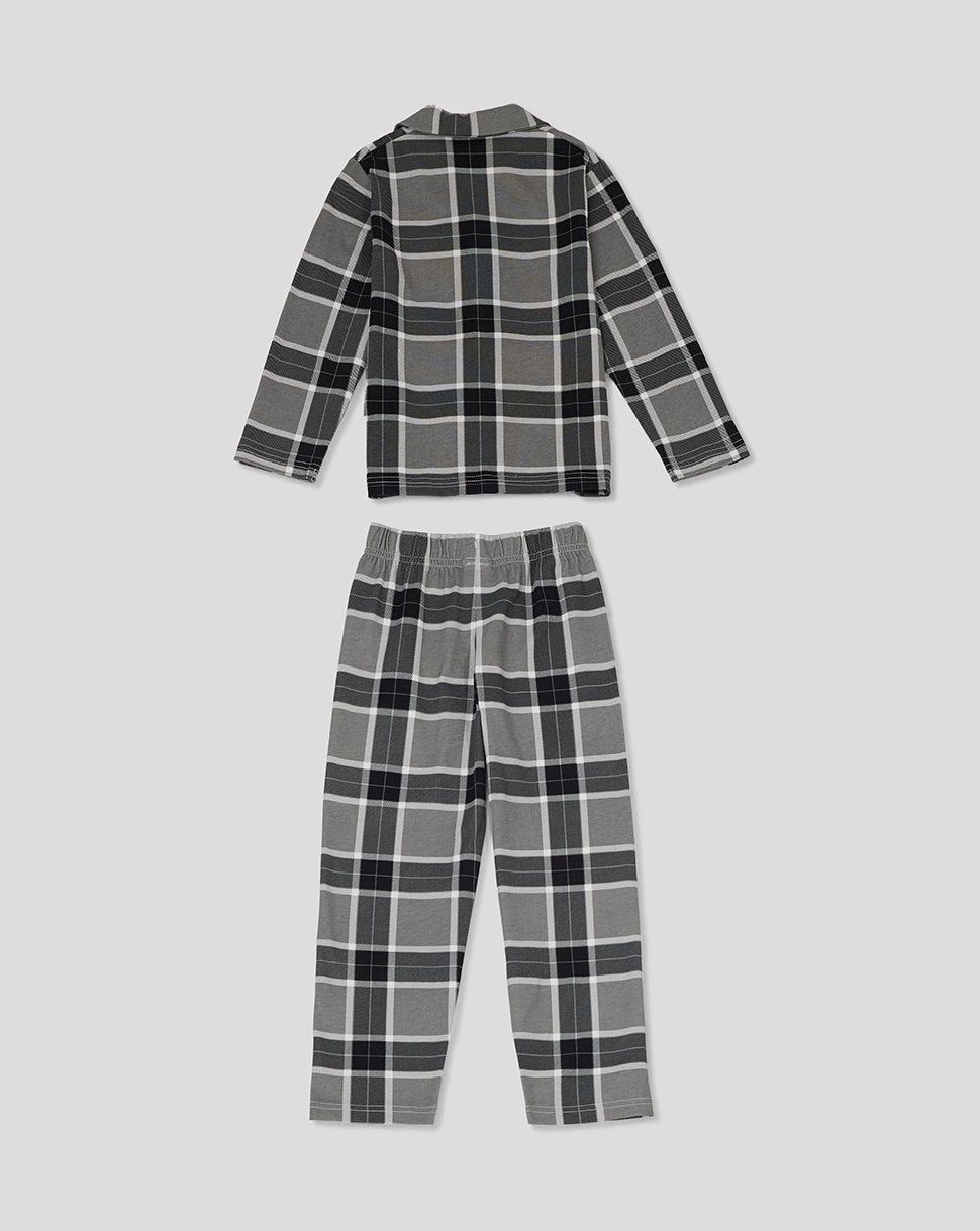 Harlequins Youth 24/25 Long PJ Set in gray and black plaid with top and pants