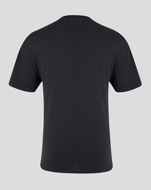Back view of black Rangers FC 125 Heritage T Shirt with clean plain back