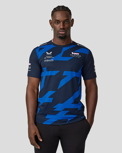 Back view of navy BWT Alpine driver jersey for Pierre Gasly featuring PG10 on the back and sponsor logos.