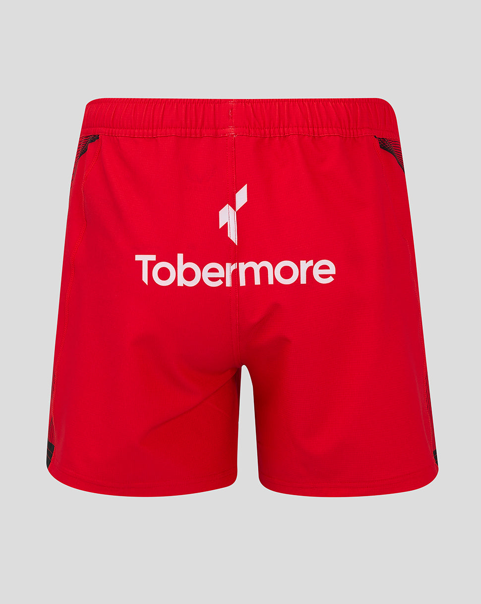 Back view of red Away Pro Shorts showing Tobermore sponsor across the back.